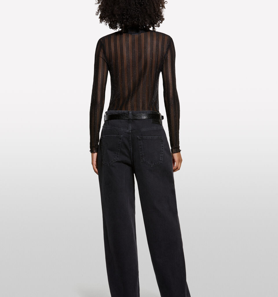 T-shirt transparente preta - t-shirt de manga comprida para mulher - Preto | Sisley image number 2